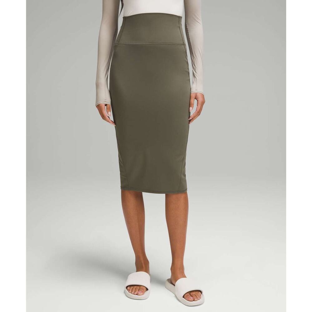 Lululemon Nulu Slim-Fit High-Rise Midi Skirt Army Green Size 6 NWOT - Picture 8 of 11